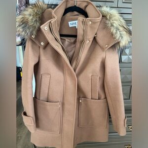 Nine West Camel Coat with Faux Fur Hood